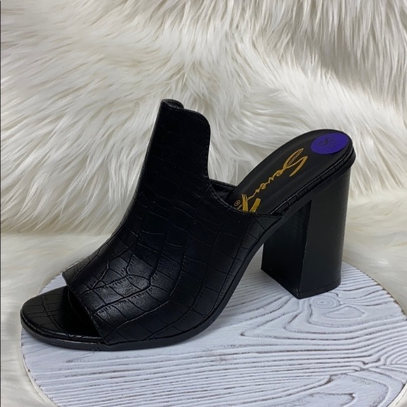 Seven7 | Black Croc Texture Platform Slide On Shoe - Picture 5 of 8